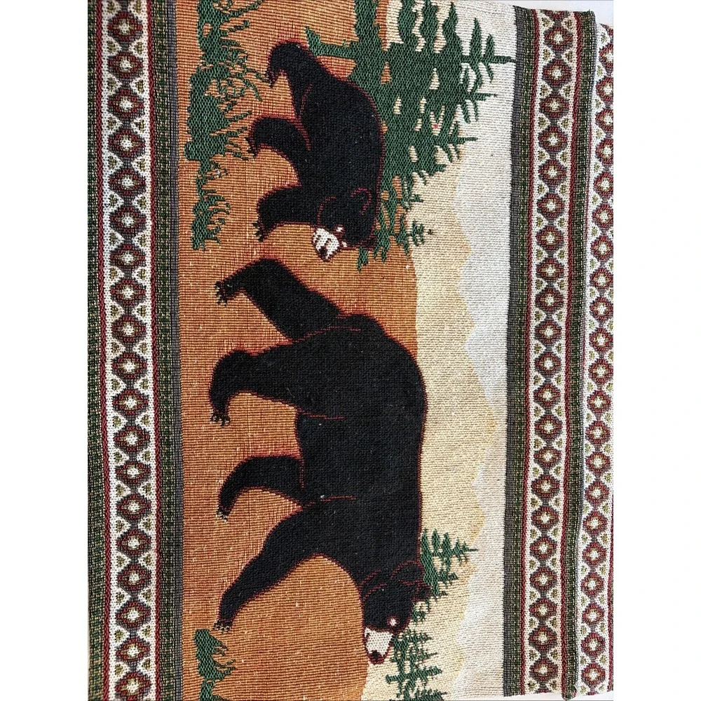 Kinara Black Bear Placemats Set 4 Woven Southwestern Native American 12x19